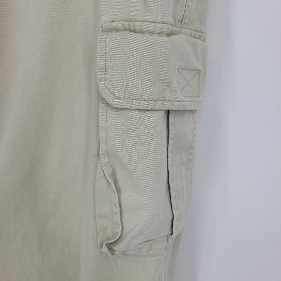 VTG Calvin Klein Jeans Tan Wide Leg Cargo Pants L - Picture 4 of 8